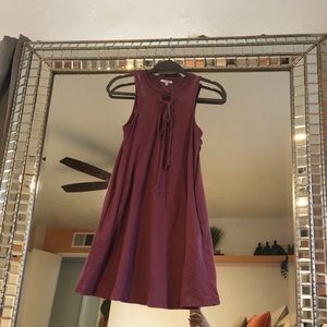 Burgundy colored tie up dress